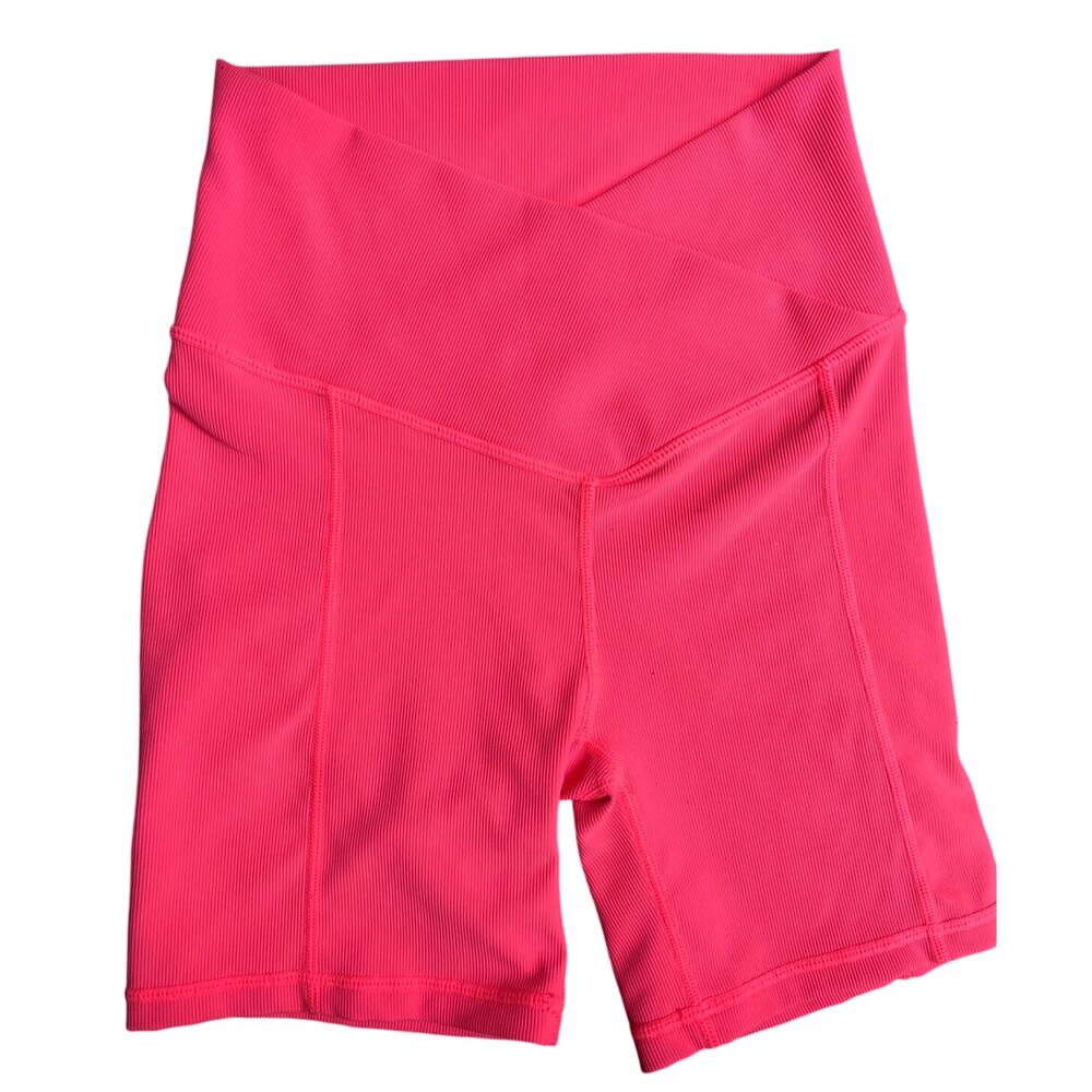 Wilo The Label | Crossover Ribbed Shorts - Size XS, Coral Pink - Picture 1 of 10